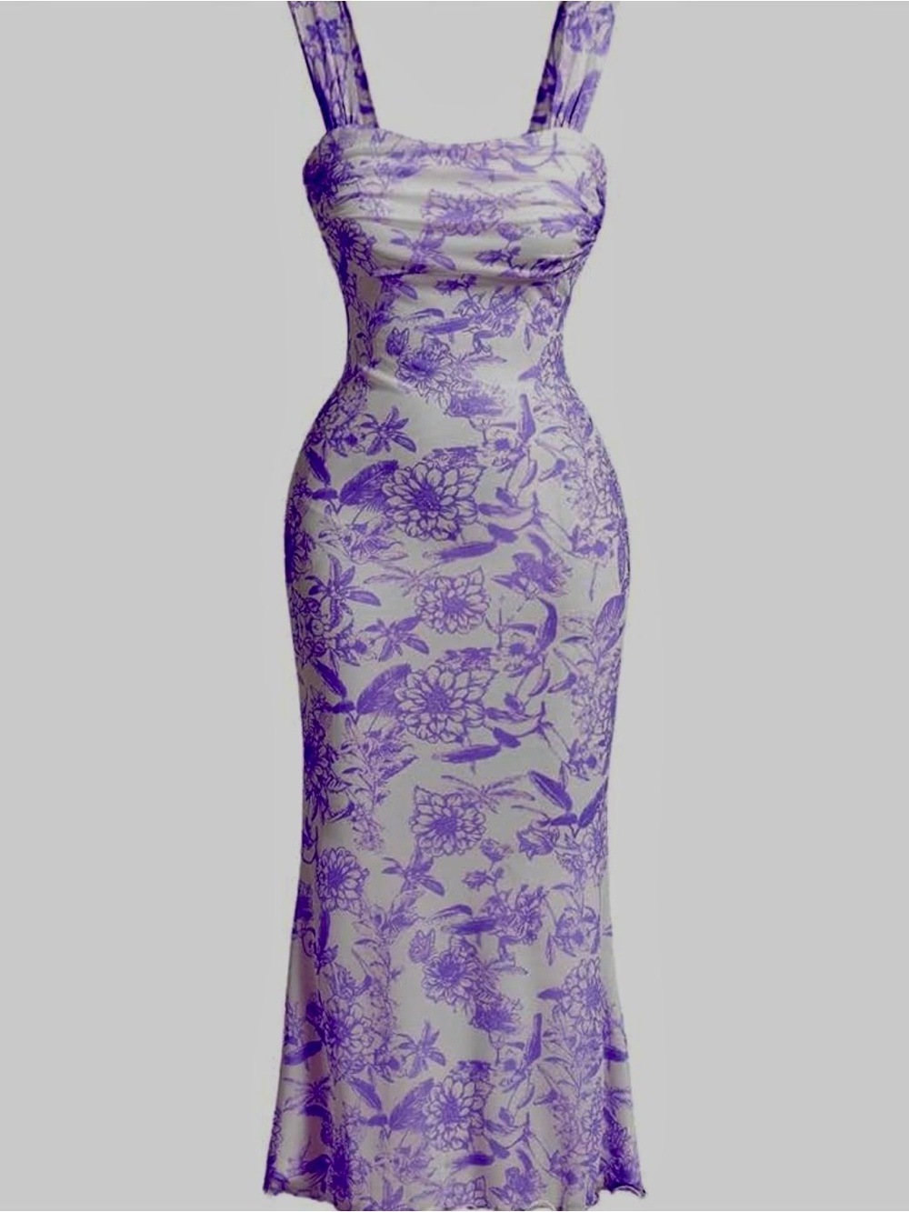 Purple Floral Bodycon Midi Dress - Women